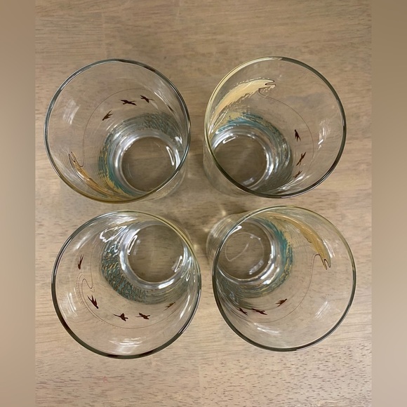 Libbey Glass Sportsman Outdoors Lake Fishing Hi Ball Glasses Tumblers Lot of 4 - Picture 6 of 8